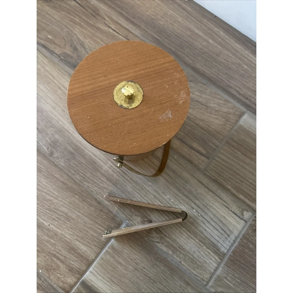 Vintage Real Teak Wood Ice Bucket 60s‎ KMC Danish Mid Century Modern 6